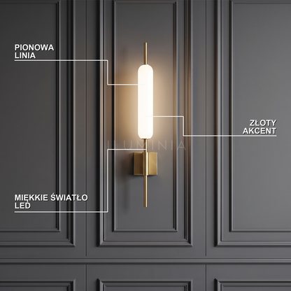 Kinkiet pionowy led – złoty, elegancki | AURIVECZ