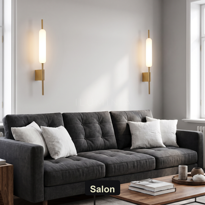 Kinkiet pionowy led – złoty, elegancki | AURIVECZ