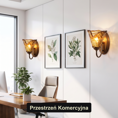 Kinkiet retro vintage – bursztynowe szkło | AMBERI