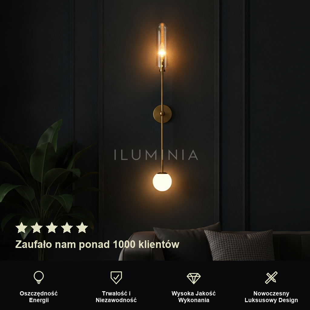 Kinkiet skandynawski – szklany klosz LED do salonu