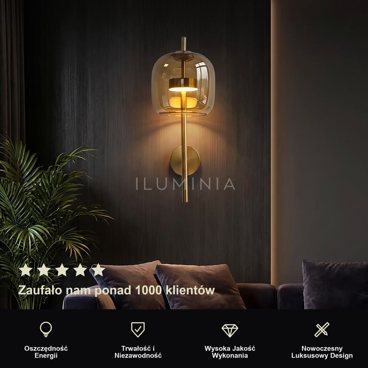 Kinkiet szklany klosz – minimalistyczny | GLASSI
