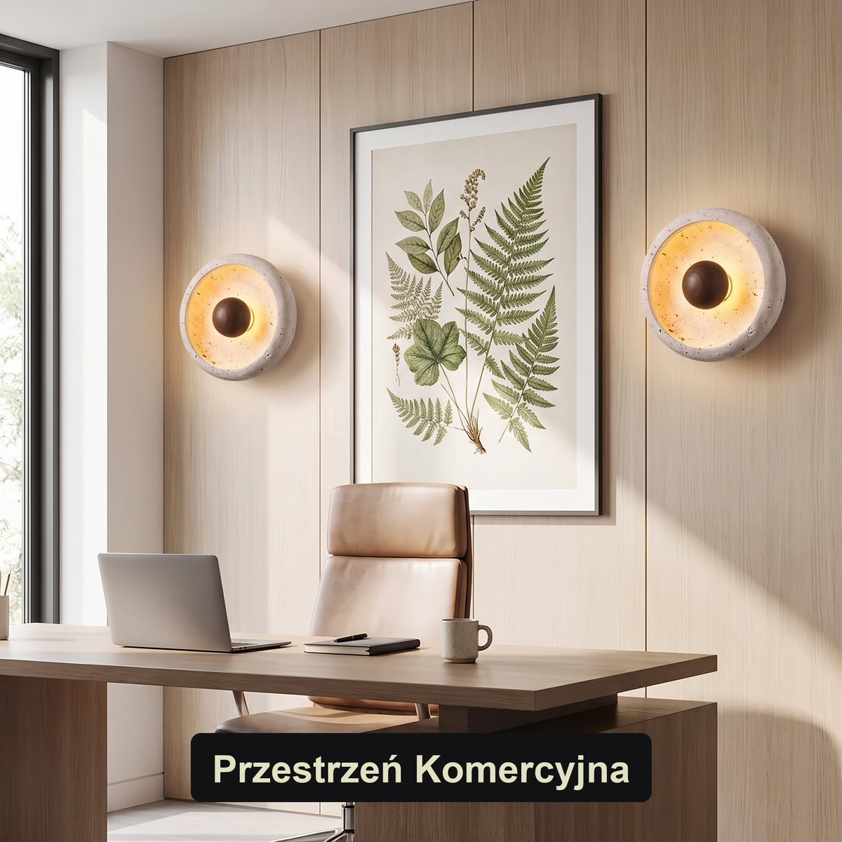 Kinkiet z drewna – kamień, LED organiczny | BREMAR