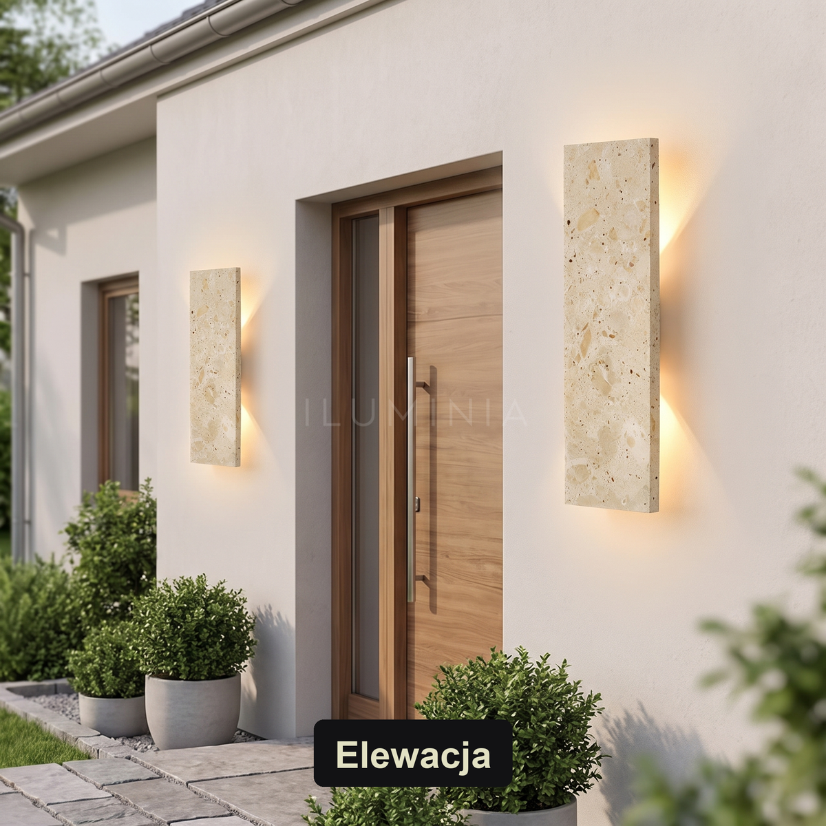 Kinkiet kamienny beżowy IP65 | TERRAN