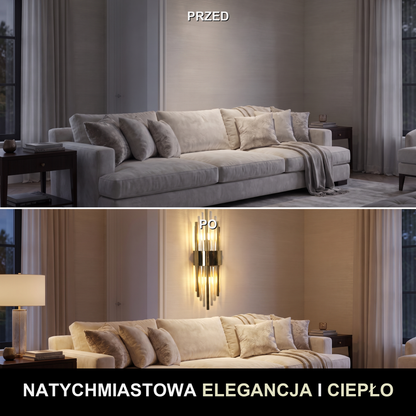 Kinkiet złoty glamour – kryształowy LED | CRISTA – przed i po