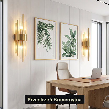 Kinkiet złoty glamour – kryształowy LED | CRISTA – przestrzeń komercyjna