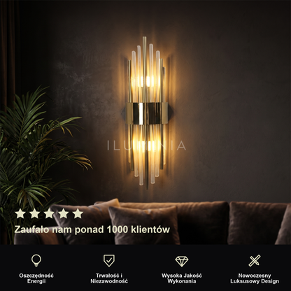 Kinkiet złoty glamour – kryształowy LED | CRISTA – prezentacja