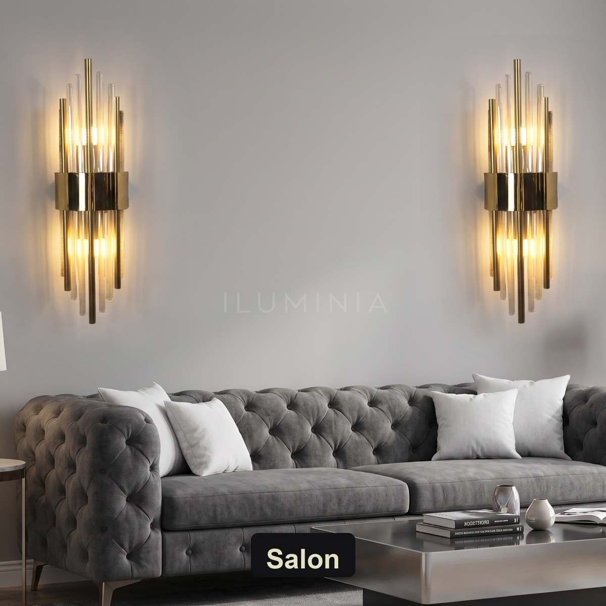 Kinkiet złoty glamour – kryształowy LED | CRISTA – salon