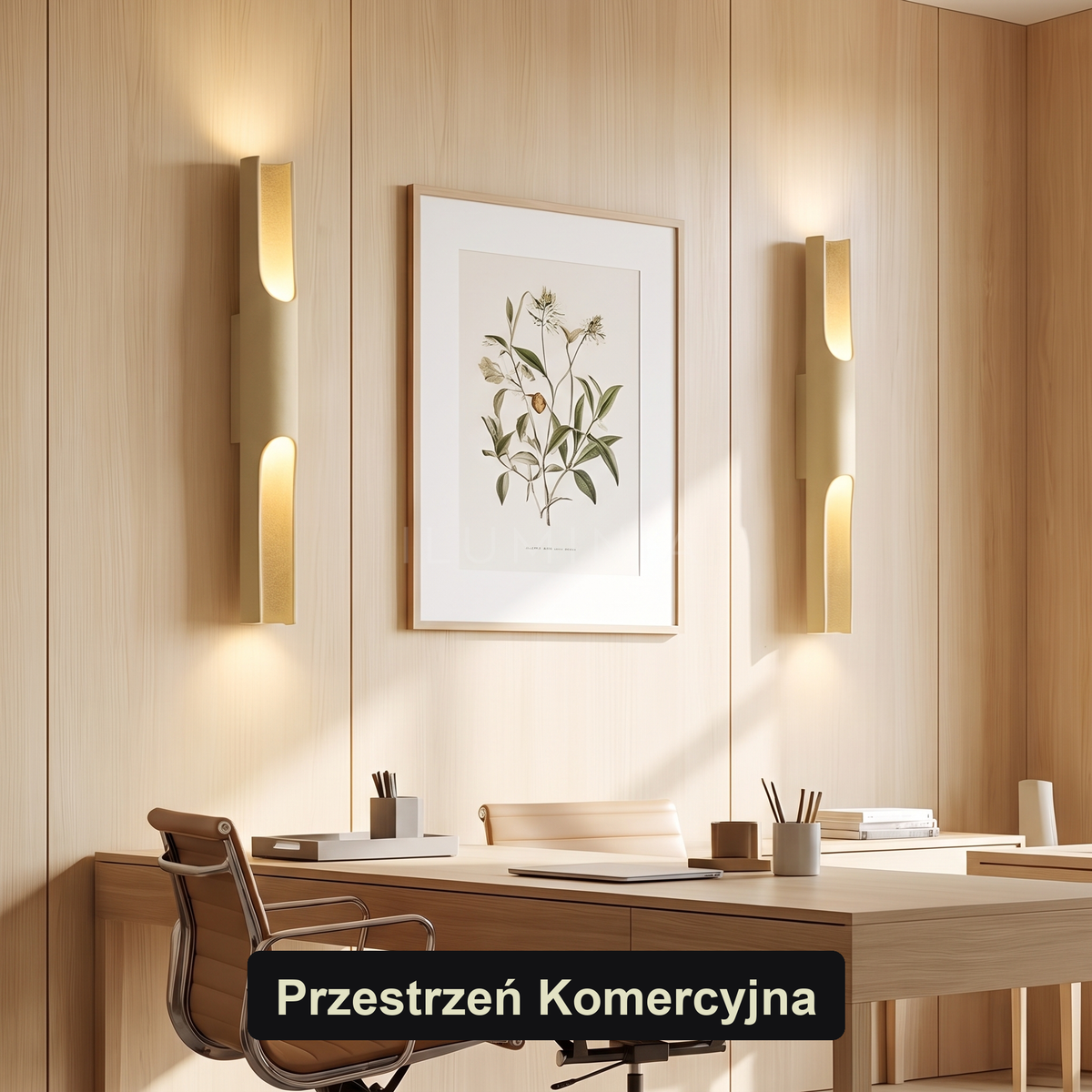 Kinkiet złoty led – minimalistyczny, do korytarza | MAURION