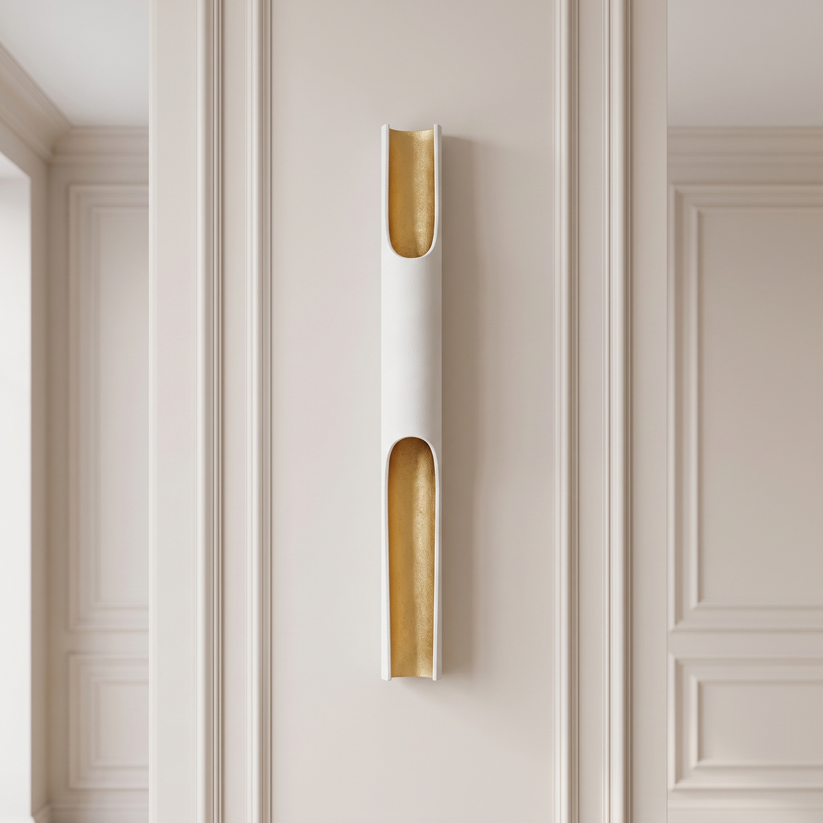 Kinkiet złoty led – minimalistyczny, do korytarza | MAURION