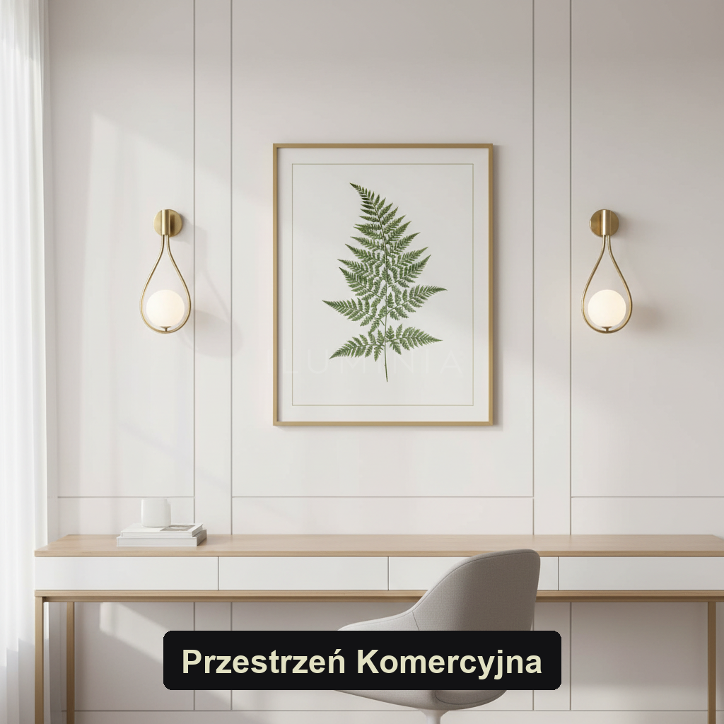 Kinkiet złoty nowoczesny – LED, kropla | GOCCIA – przestrzeń komercyjna