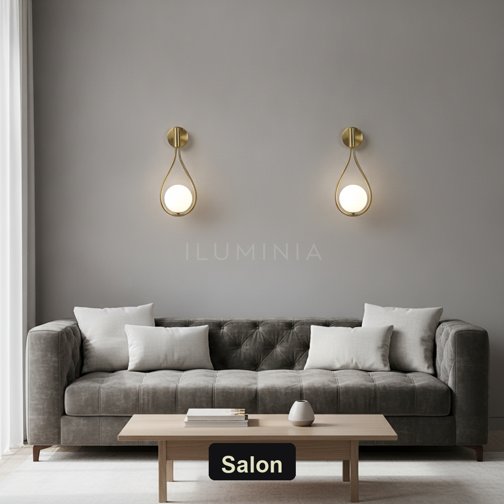Kinkiet złoty nowoczesny – LED, kropla | GOCCIA – salon