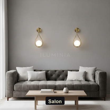 Kinkiet złoty nowoczesny – LED, kropla | GOCCIA – salon