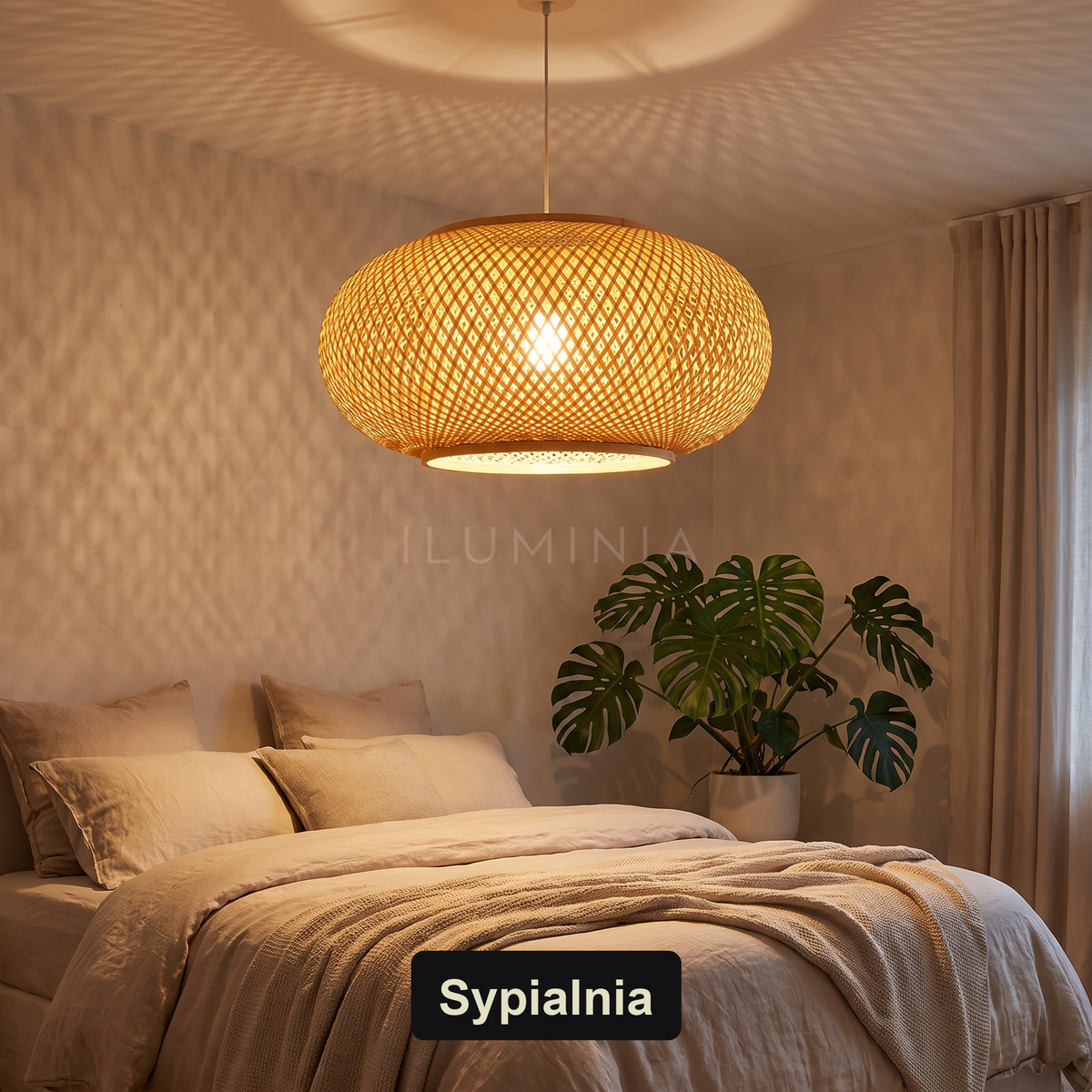 Lampa bambusowa wisząca | Bracella – sypialnia