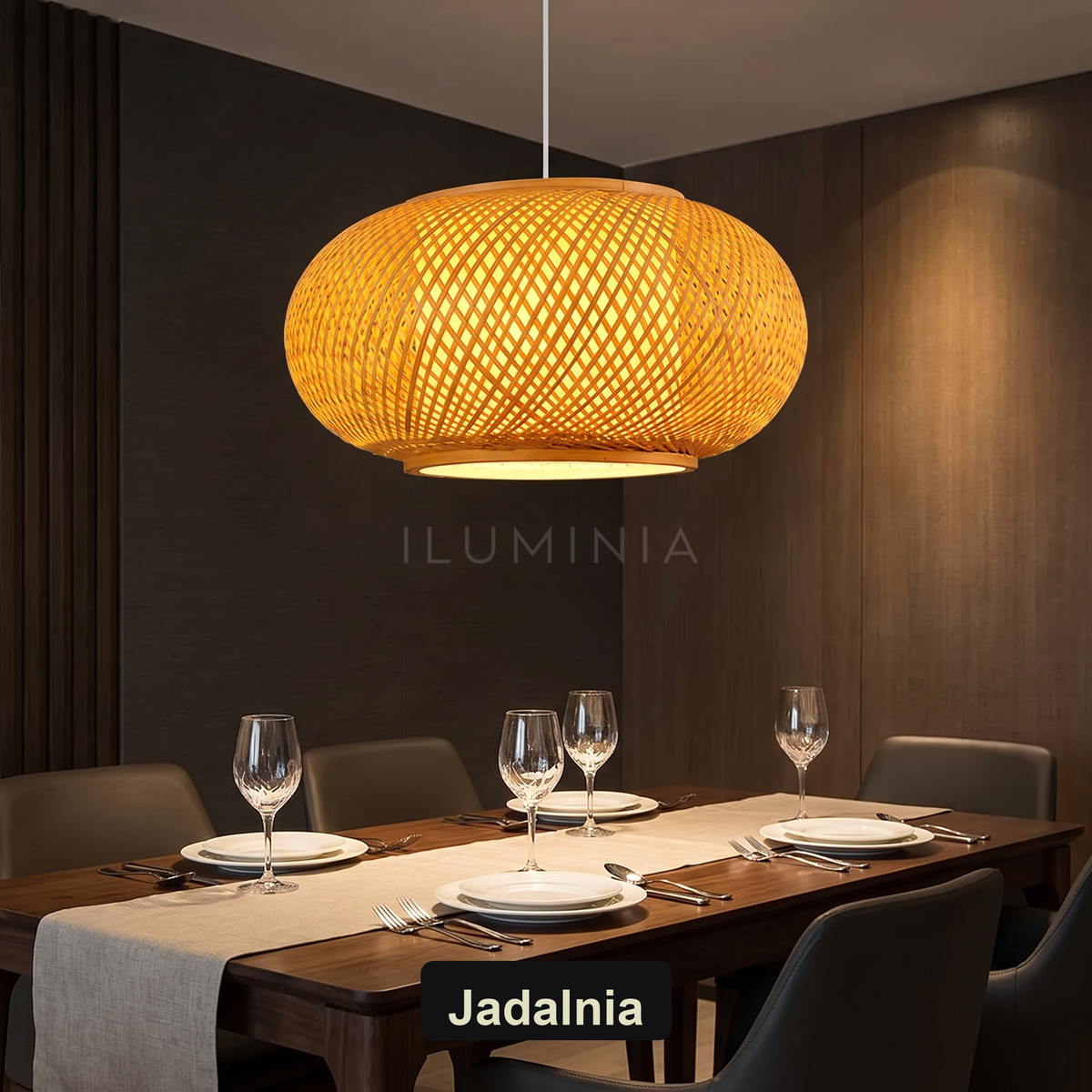 Lampa bambusowa wisząca | Bracella – jadalnia