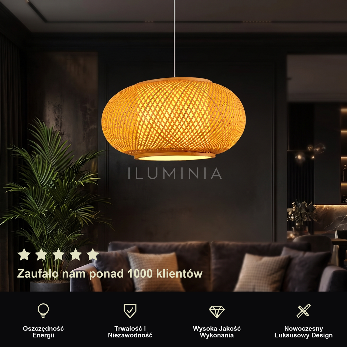 Lampa bambusowa wisząca | Bracella – prezentacja
