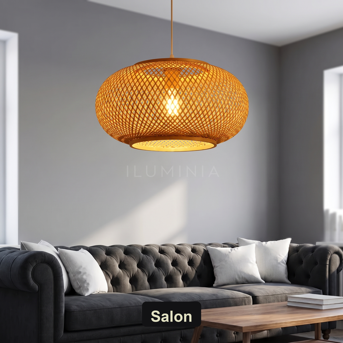 Lampa bambusowa wisząca | Bracella – salon