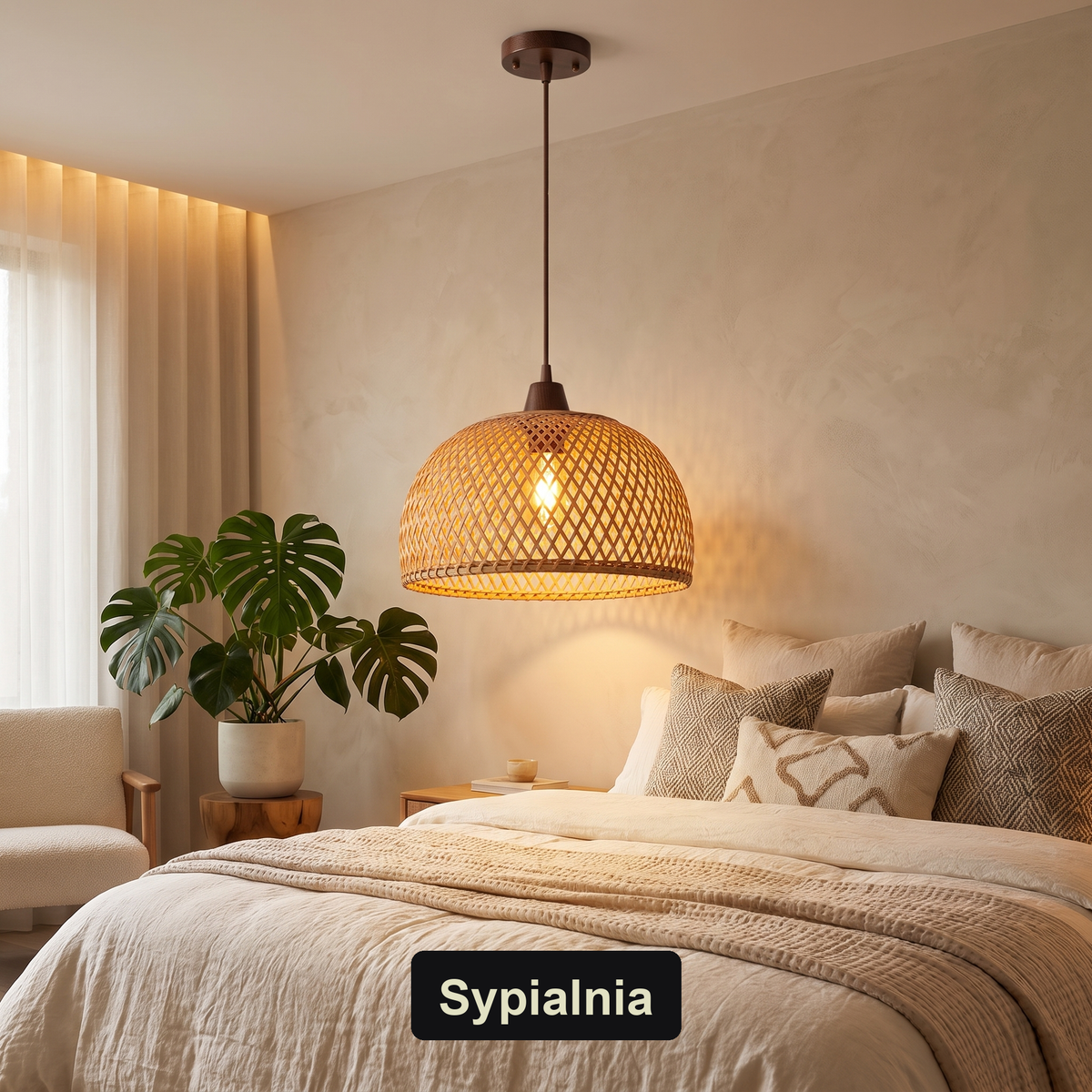 Lampa japońska wisząca | Dolessa – sypialnia