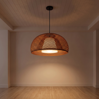 Lampa japońska wisząca | Dolessa – zapalone światło