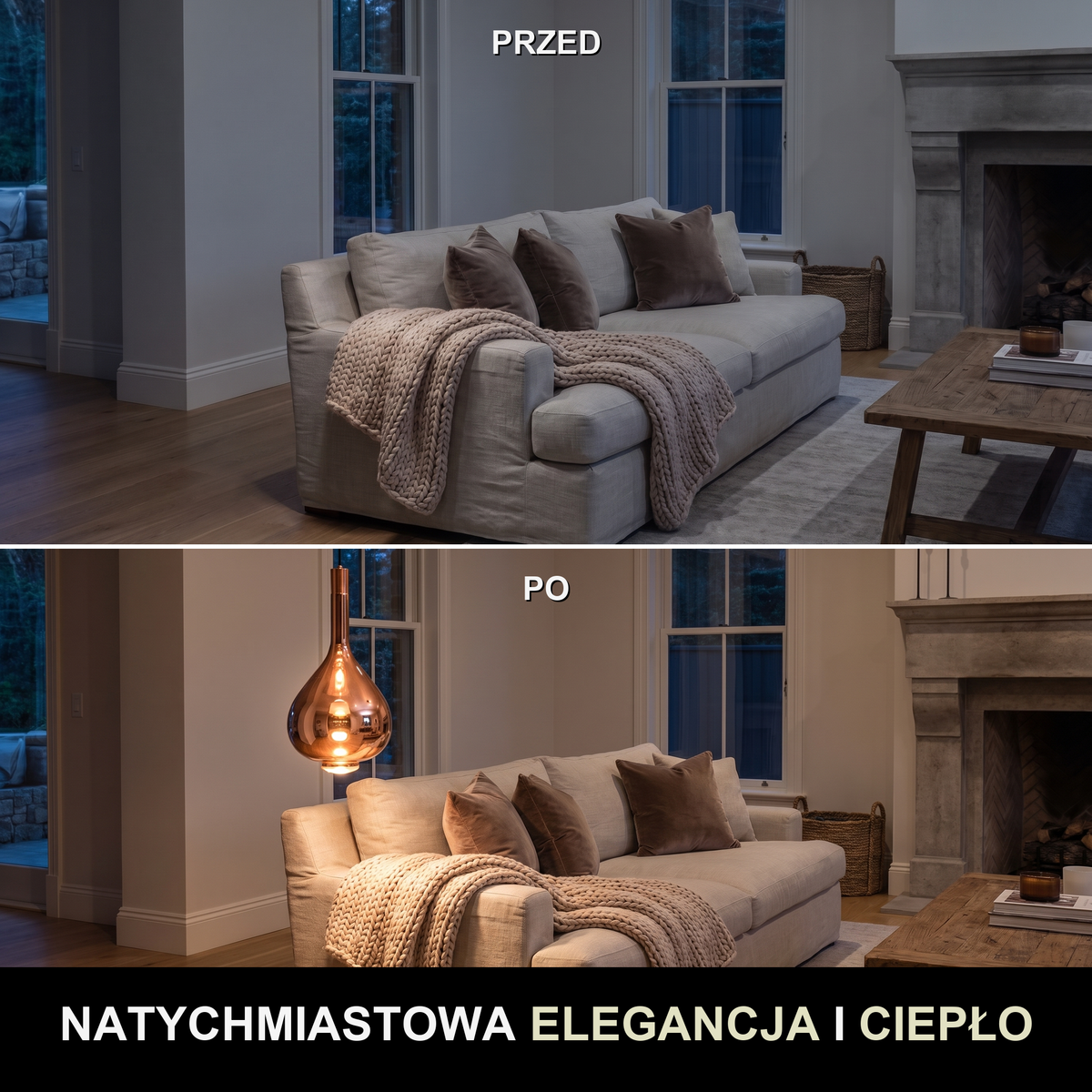 Lampa miedziana wisząca | Doriella