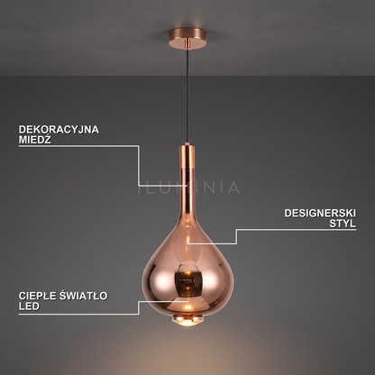 Lampa miedziana wisząca | Doriella
