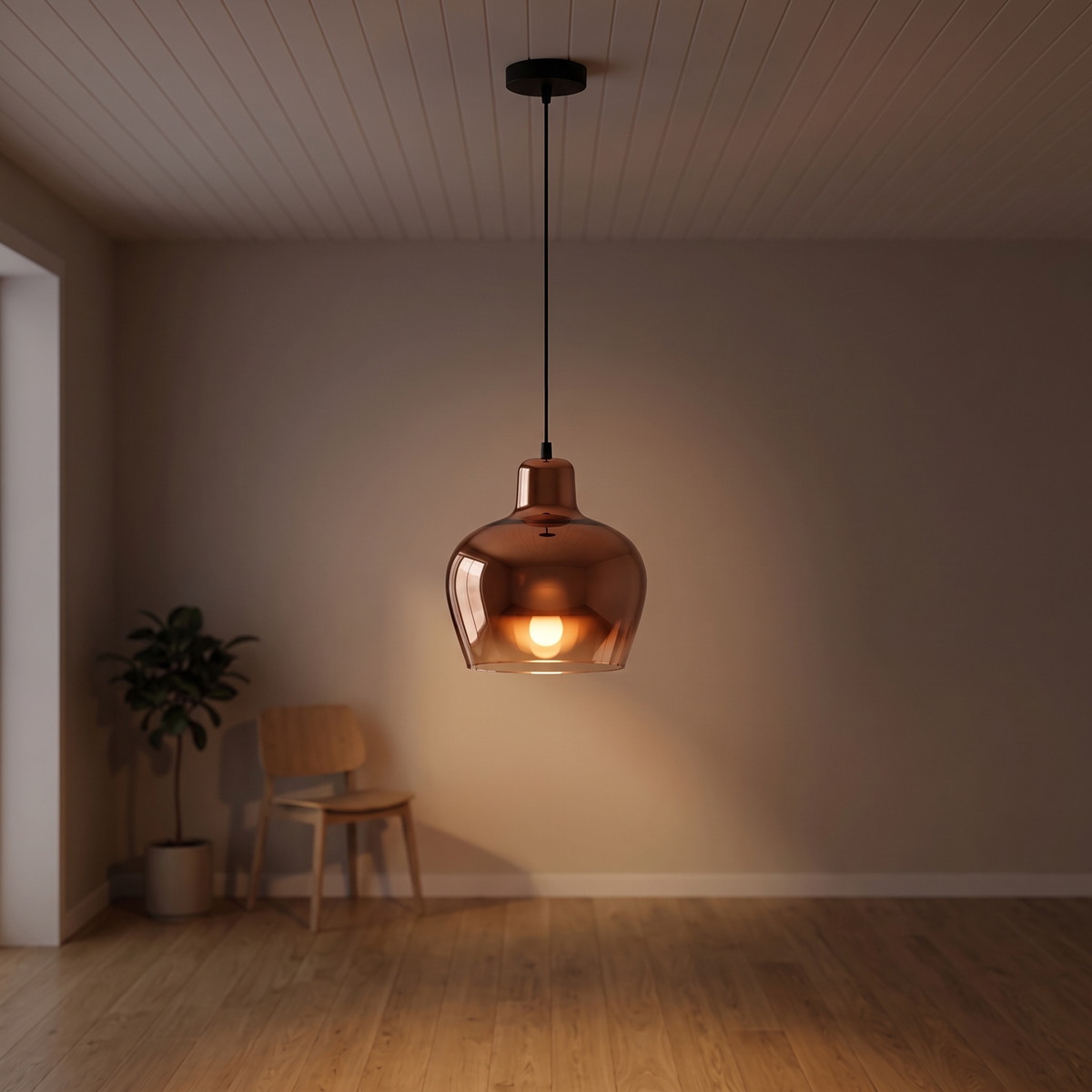 Lampa miedziana wisząca | Doriella