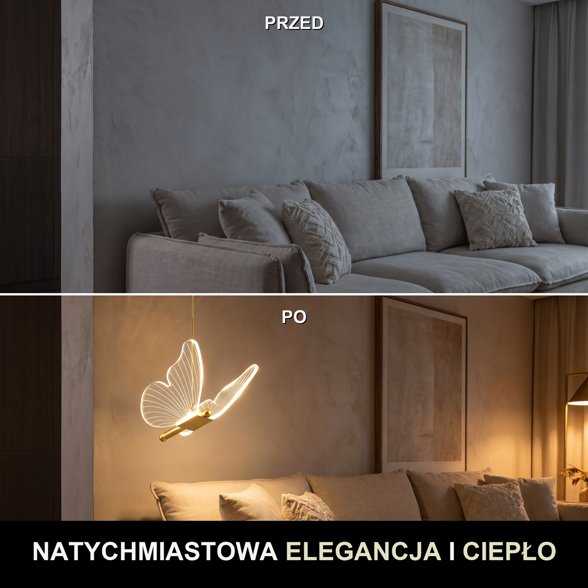Lampa papierowa wisząca | Tellara – przed i po