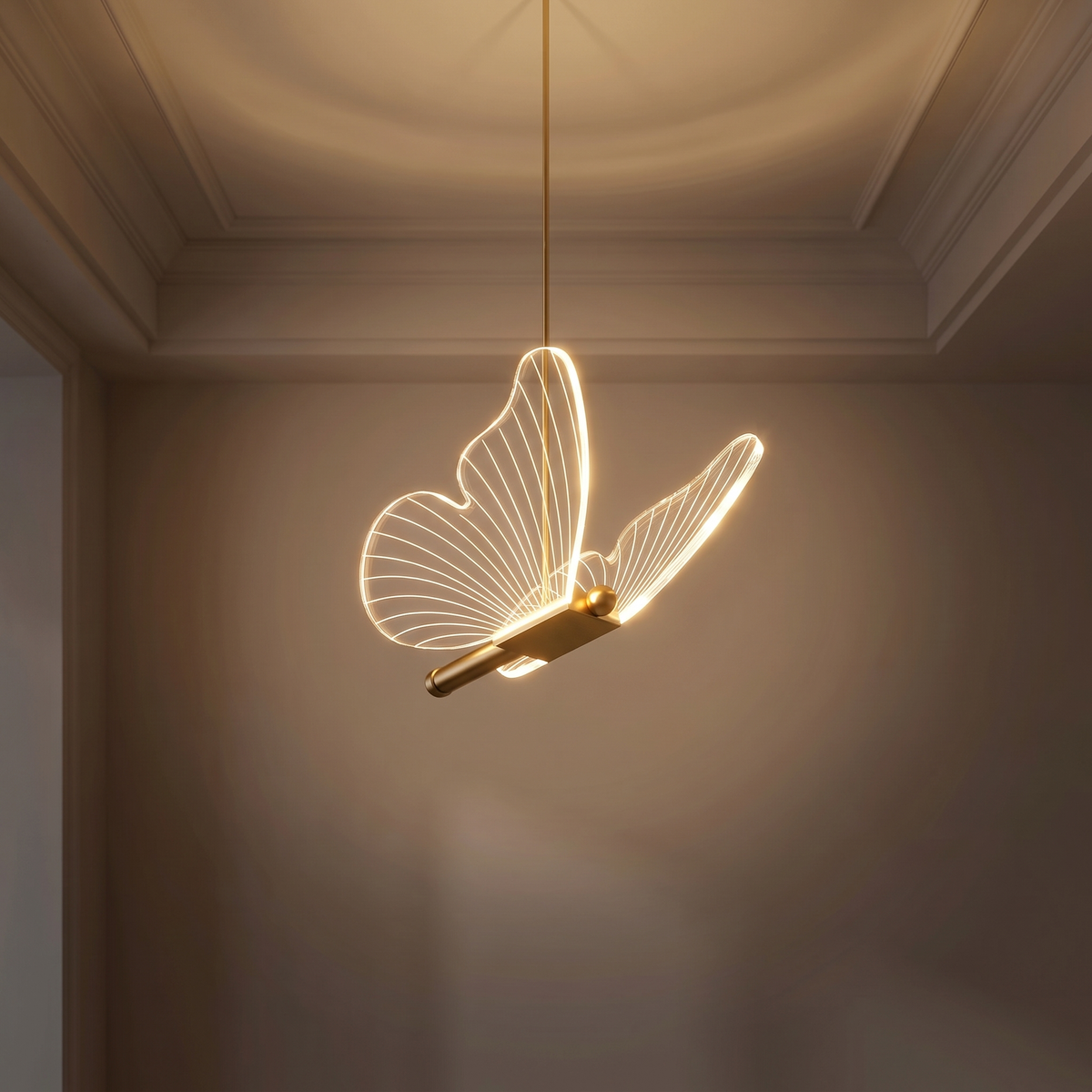Lampa papierowa wisząca | Tellara – zapalone światło
