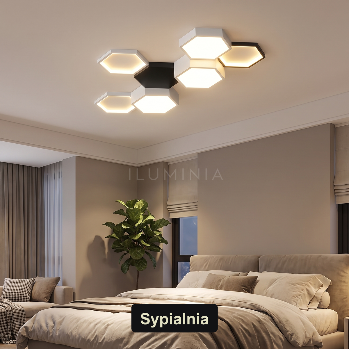 Lampa sufitowa biała plafon | Fioriva – sypialnia