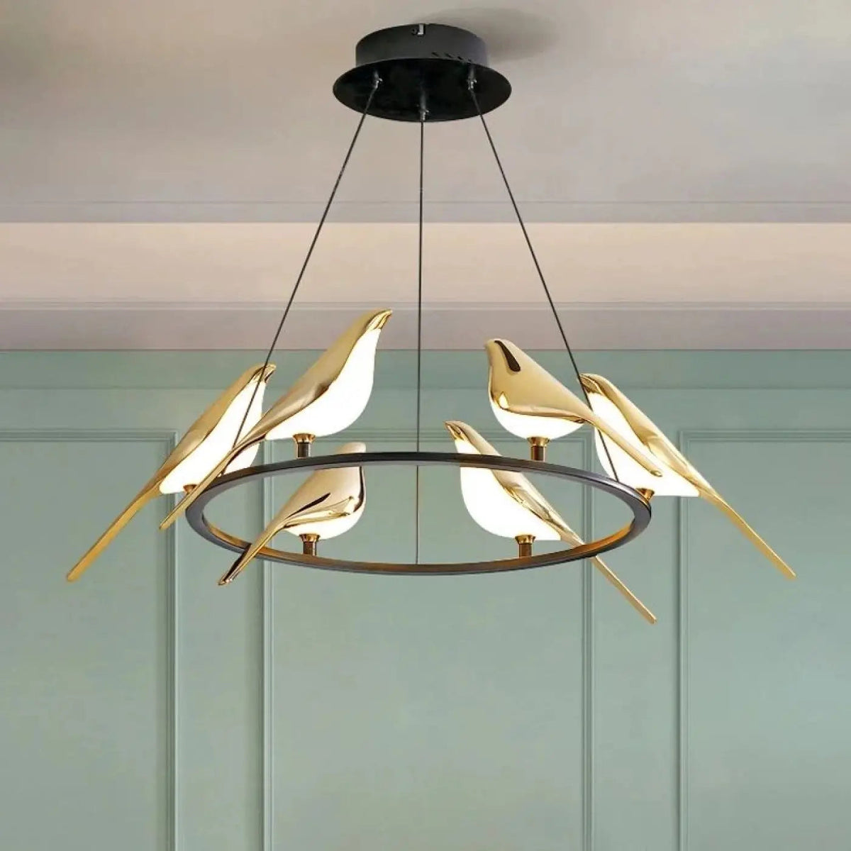 Lampa wisząca aluminiowa akrylowa złota | Laurelia