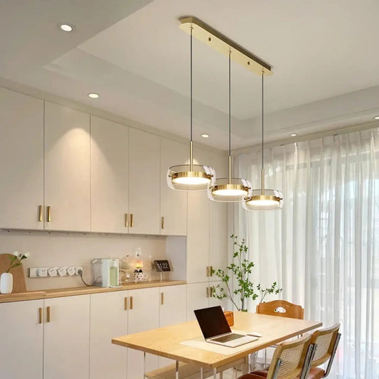 Lampa wisząca aluminiowa szklana złota | Latuna