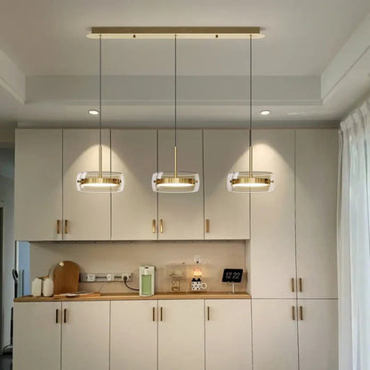 Lampa wisząca aluminiowa szklana złota | Latuna
