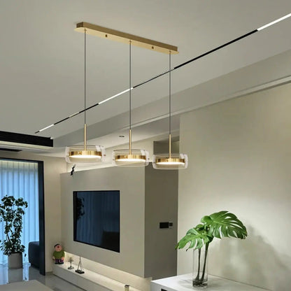Lampa wisząca aluminiowa szklana złota | Latuna
