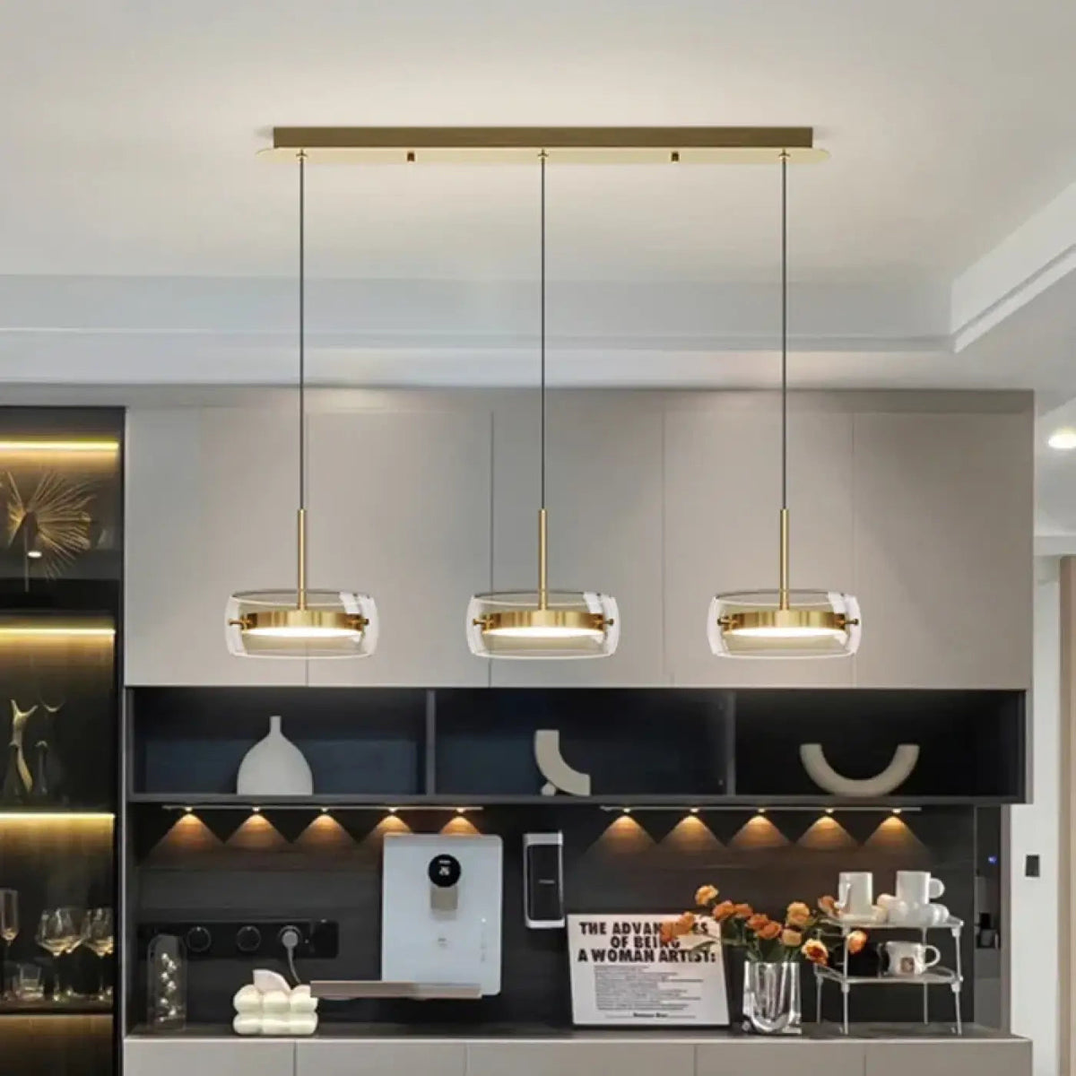 Lampa wisząca aluminiowa szklana złota | Latuna