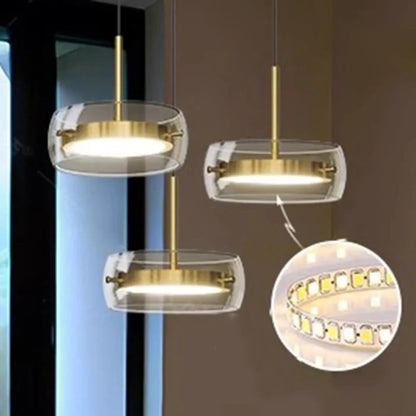 Lampa wisząca aluminiowa szklana złota | Latuna