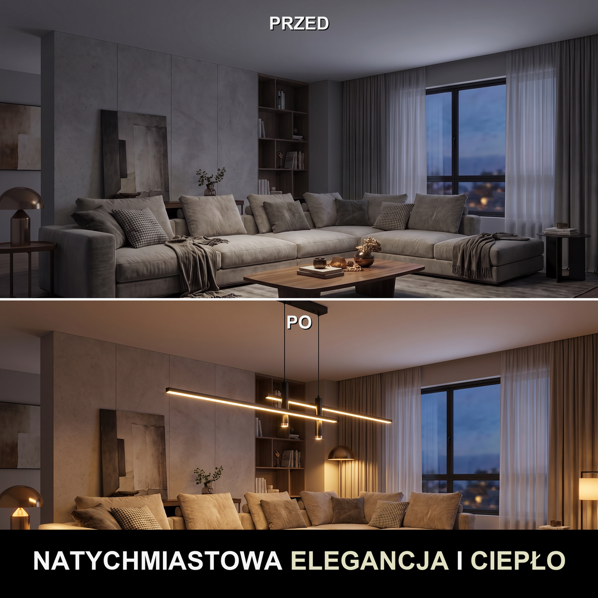 Lampa wisząca aluminium | Tessella – przed i po