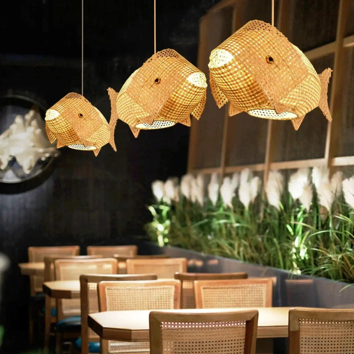Lampa wisząca bambusowa drewniana | Lucena