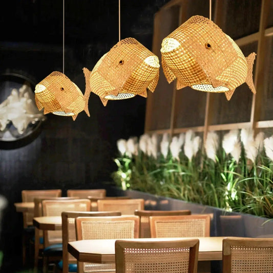 Lampa wisząca bambusowa drewniana | Lucena