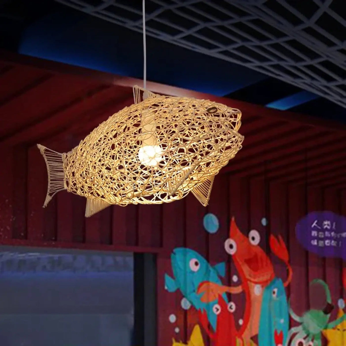 Lampa wisząca bambusowa drewniana | Lucena