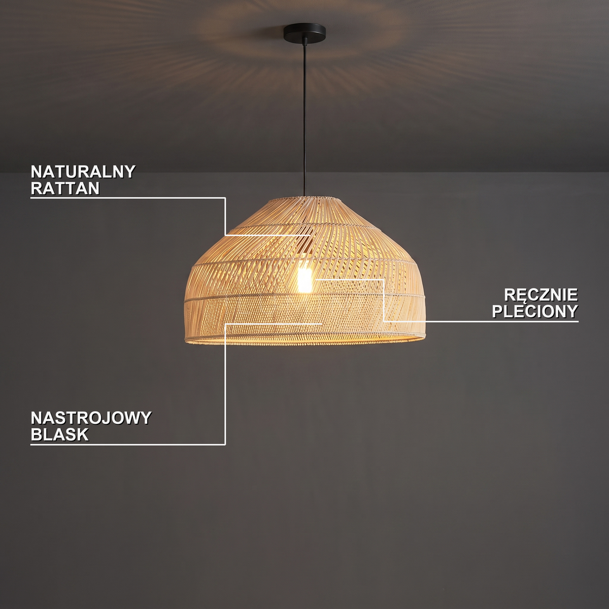 Lampa wisząca beżowa | Isolina