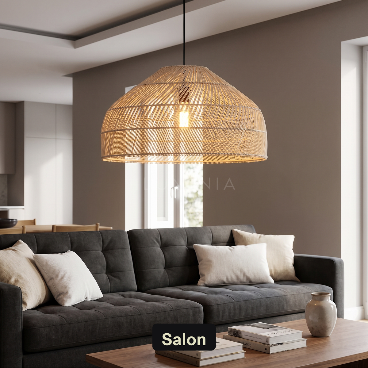 Lampa wisząca beżowa | Isolina