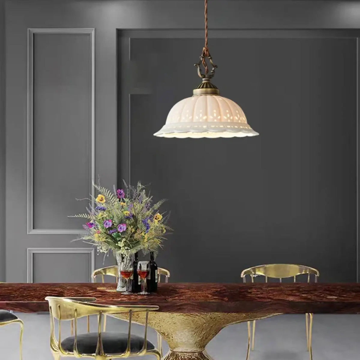 Lampa wisząca biała retro | Ravelle