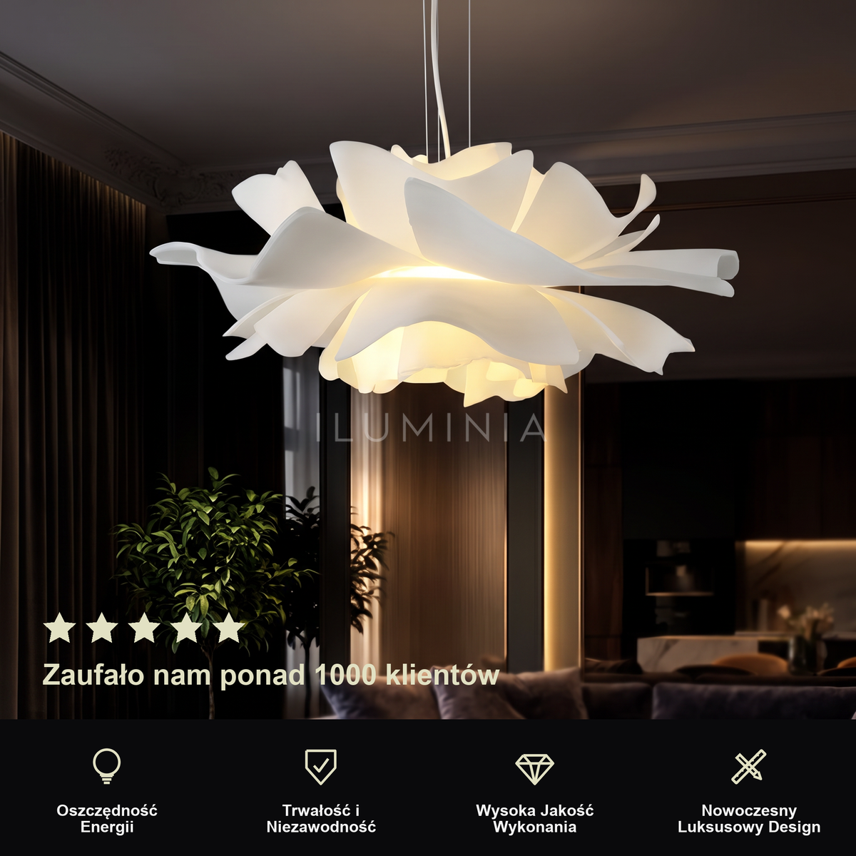 Lampa wisząca biały kwiat | Umbisa