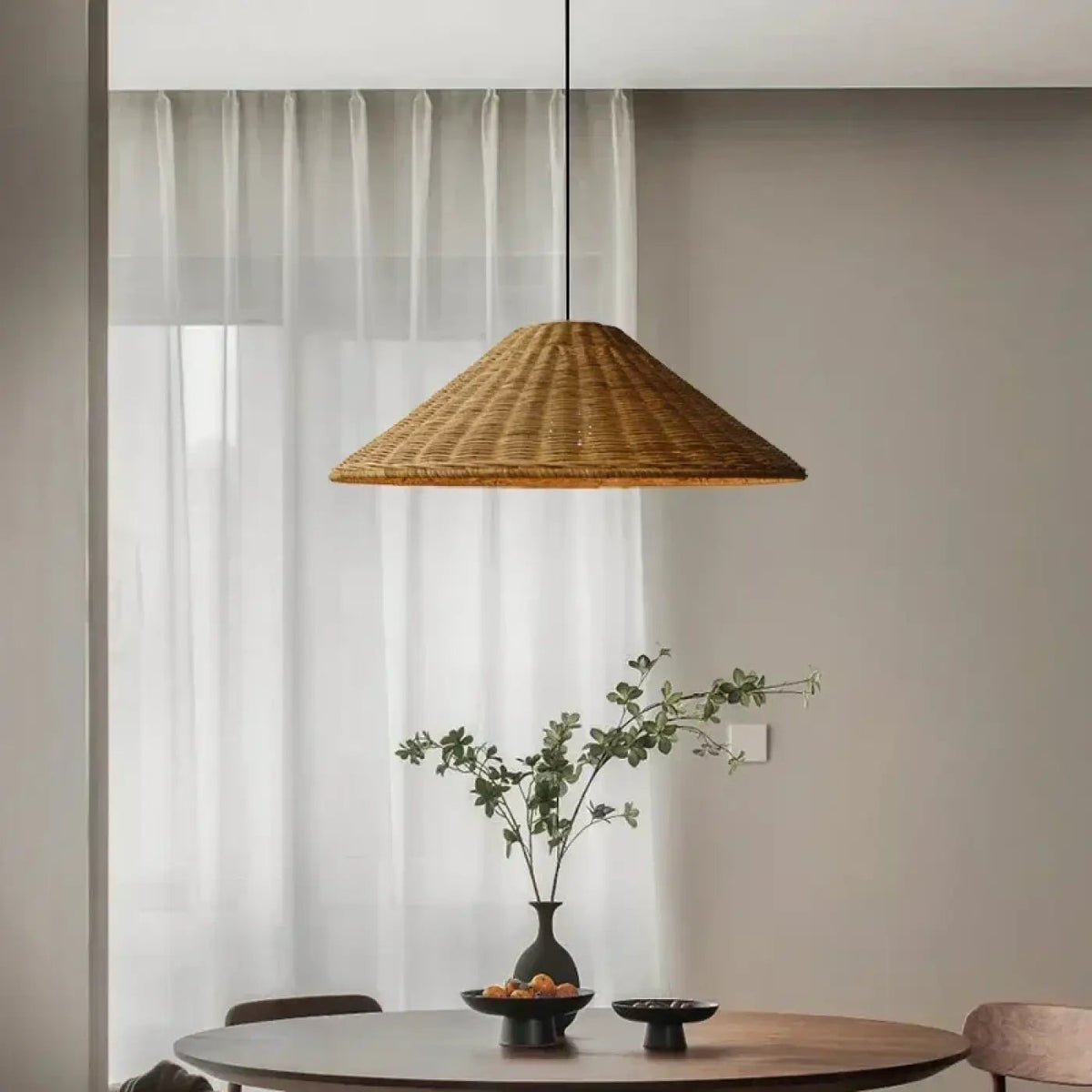 Lampa wisząca boho naturalna stożkowa | Latana