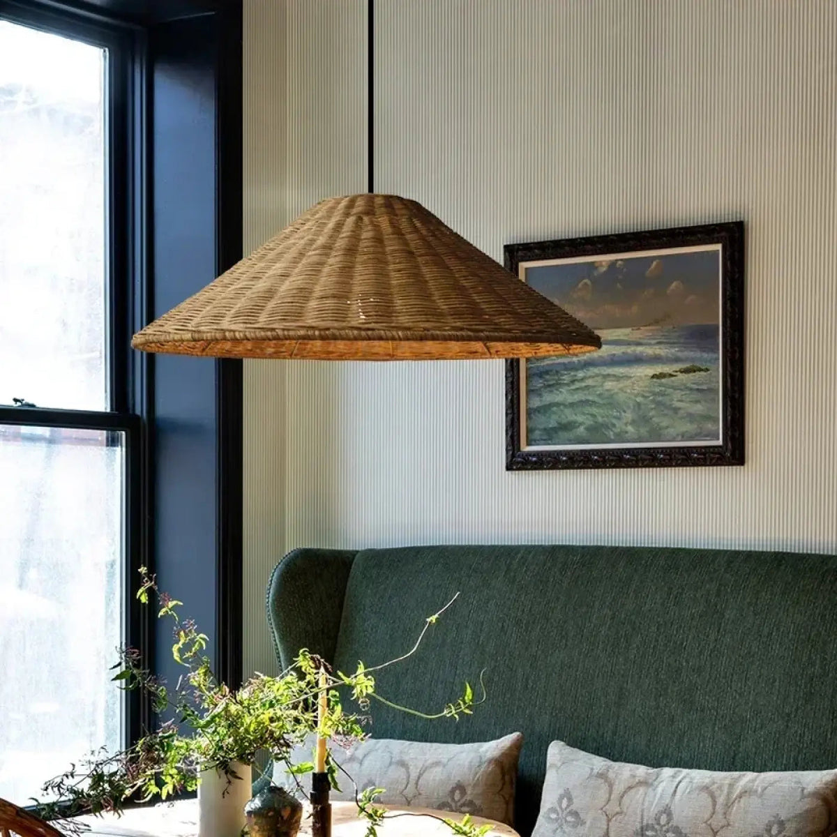 Lampa wisząca boho naturalna stożkowa | Latana