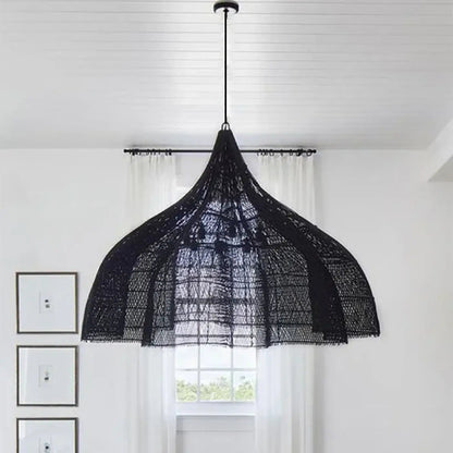 Lampa wisząca czarna drewno | Olivurna