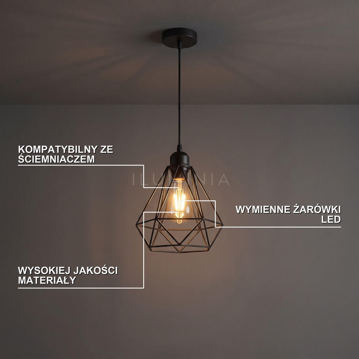 Lampa wisząca czarna geometryczna | Veranta