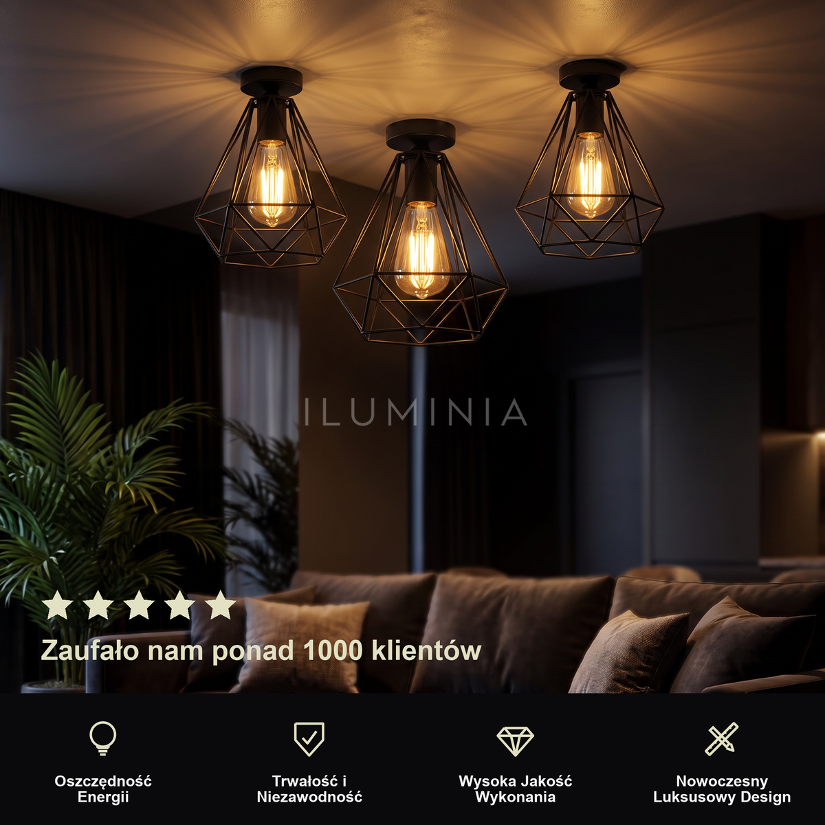 Lampa wisząca czarna geometryczna | Veranta