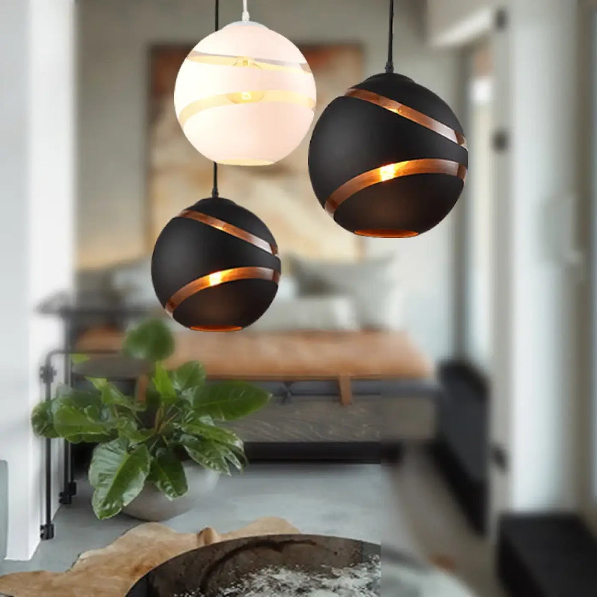 Lampa wisząca czarna okrągła | Dellelia