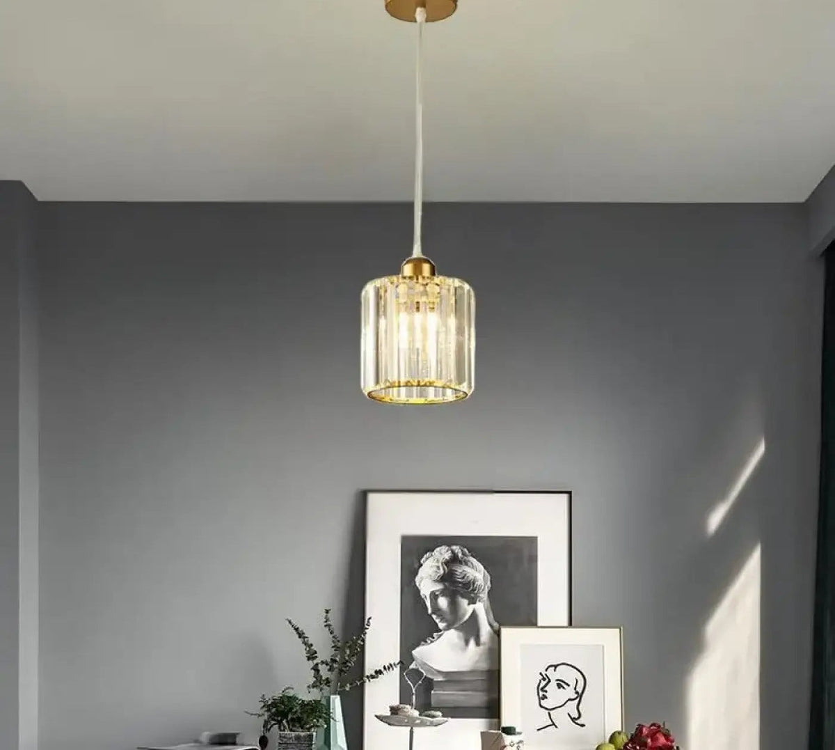 Lampa wisząca czarna z kryształkami | Vintisa