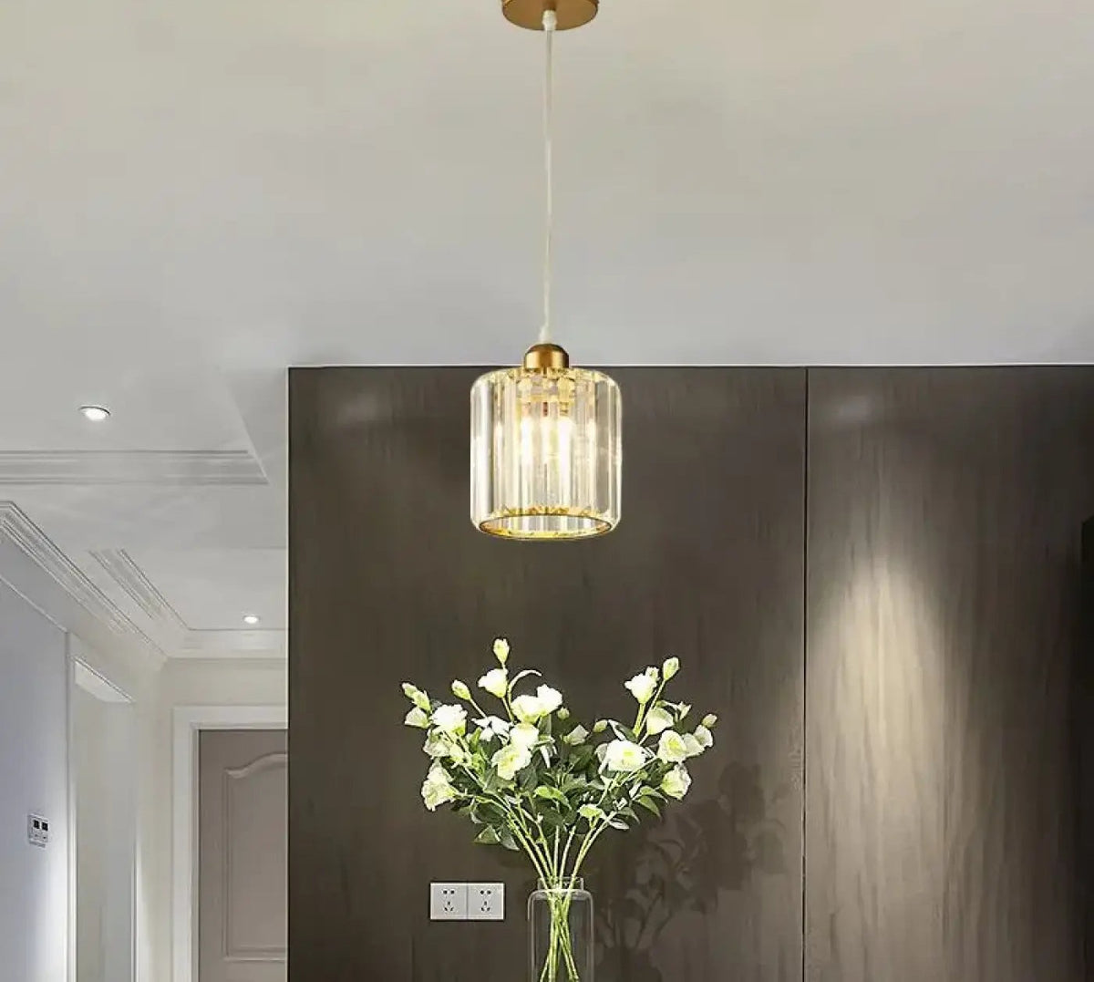 Lampa wisząca czarna z kryształkami | Vintisa